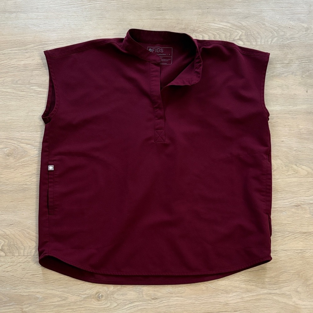 Figs Burgundy Rafaela Scrub Top